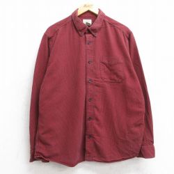 XL★古着 エルエルビーン LLBEAN 長袖 フランネル シャツ メンズ 00年代 00s 千鳥格子 コットン ボタンダウン 赤他 レッド 25sep26 中古 トップス