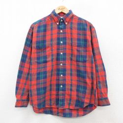 L★古着 長袖 フランネル シャツ メンズ コットン 赤他 レッド チェック 25oct01 中古 トップス
