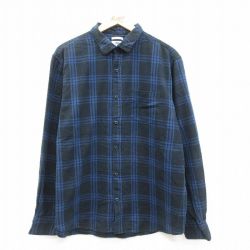 XL★古着 オールドネイビー OLD NAVY 長袖 フランネル シャツ メンズ コットン 青他 ブルー チェック 25oct01 中古 トップス