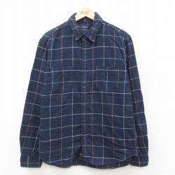 L★古着 ジェイクルー J.CREW 長袖 フランネル シャツ メンズ コットン 濃紺他 ネイビー チェック 25oct01 中古 トップス
