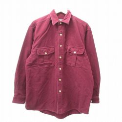 XL★古着 長袖 ヘビー フランネル シャツ メンズ コットン エンジ 25oct02 中古 トップス