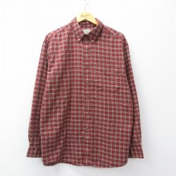 XL★古着 エルエルビーン LLBEAN 長袖 フランネル シャツ メンズ 00年代 00s 大きいサイズ コットン ボタンダウン エンジ他 チェック 25oct02 中古 トップス