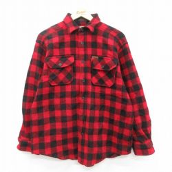 L★古着 ウールリッチ WOOLRICH 長袖 ウール シャツ メンズ 00年代 00s 赤他 レッド バッファロー チェック 25oct03 中古 トップス