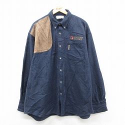 XL★古着 コロンビア COLUMBIA 長袖 ハンティング ウール シャツ メンズ 00年代 00s ハイデザート 大きいサイズ ロング丈 ボタンダウン 紺 ネイビー 25oct03 中古 トップス