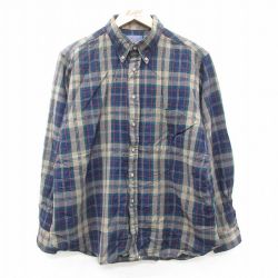 L★古着 ペンドルトン PENDLETON 長袖 ウール シャツ メンズ 80年代 80s ボタンダウン USA製 ベージュ他 カーキ チェック 25oct03 中古 トップス