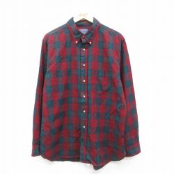 XL★古着 ペンドルトン PENDLETON 長袖 ウール シャツ メンズ 80年代 80s ボタンダウン USA製 赤他 レッド タータン チェック 【spe】 25oct03 中古 トップス