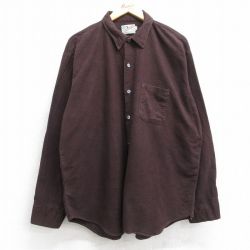 XL★古着 長袖 フランネル シャツ メンズ 80年代 80s コットン USA製 茶 ブラウン 25oct03 中古 トップス