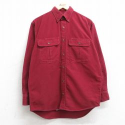 M★古着 カベラス 長袖 フランネル シャツ メンズ 00年代 00s コットン ボタンダウン 赤 レッド 25oct03 中古 トップス