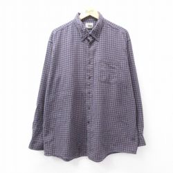 【20%OFF】XL★古着 エルエルビーン LLBEAN 長袖 フランネル シャツ メンズ 00年代 00s 大きいサイズ ロング丈 コットン ボタンダウン グレー他 チェック 25oct03 中古 トップス