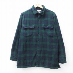 L★古着 エルエルビーン LLBEAN 長袖 ヘビー フランネル シャツ メンズ 00年代 00s コットン 緑他 グリーン タータン チェック ブラックウォッチ 内側フリース 【spe】 25oct03 中古 トップス