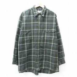 XL★古着 レッドヘッド 長袖 フランネル シャツ メンズ 00年代 00s 大きいサイズ ロング丈 コットン 濃緑他 グリーン チェック 25oct03 中古 トップス