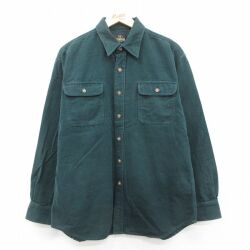 XL★古着 レッドヘッド 長袖 ヘビー フランネル シャツ メンズ 00年代 00s コットン 濃緑 グリーン 25oct08 中古 トップス