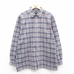 L★古着 EMS 長袖 ヘビー フランネル シャツ メンズ コットン グレー他 チェック 25oct08 中古 トップス
