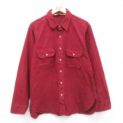 XL★古着 ウールリッチ WOOLRICH 長袖 ヘビー フランネル シャツ メンズ 80年代 80s コットン USA製 エンジ 25oct08 中古 トップス