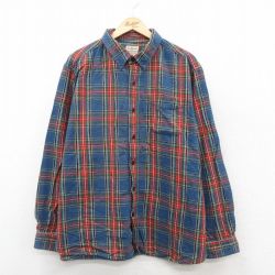 【20%OFF】XL★古着 エルエルビーン LLBEAN 長袖 フランネル シャツ メンズ 00年代 00s 大きいサイズ コットン ボタンダウン 紺他 ネイビー チェック 【spe】 25oct11 中古 トップス