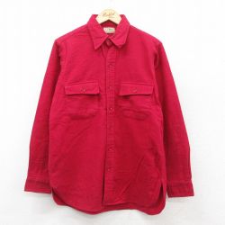M★古着 エルエルビーン LLBEAN 長袖 ヘビー フランネル シャツ メンズ 80年代 80s シャモアクロス コットン USA製 赤 レッド 25oct11 中古 トップス