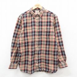 XL★古着 レッドヘッド 長袖 フランネル シャツ メンズ コットン ボタンダウン ベージュ他 カーキ チェック 25oct11 中古 トップス
