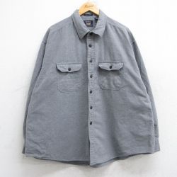 XL★古着 アロー 長袖 ヘビー フランネル シャツ メンズ シャモア 大きいサイズ コットン グレー 25oct18 中古 トップス