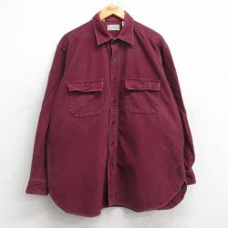 XL★古着 エルエルビーン LLBEAN 長袖 ヘビー フランネル シャツ メンズ 80年代 80s シャモアクロス 大きいサイズ コットン USA製 エンジ 25oct18 中古 トップス