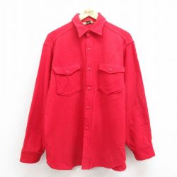 L★古着 ウールリッチ WOOLRICH 長袖 ウール シャツ メンズ 80年代 80s 赤 レッド 25oct20 中古 トップス