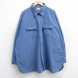 XL★古着 エルエルビーン LLBEAN 長袖 ヘビー フランネル シャツ メンズ 80年代 80s シャモアクロス 大きいサイズ ロング丈 コットン USA製 薄紺 ネイビー 25oct20 中古 トップス