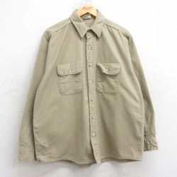 L★古着 ファイブブラザー 長袖 ヘビー フランネル シャツ メンズ 90年代 90s ベージュ カーキ 25oct20 中古 トップス