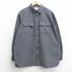 XL★古着 エルエルビーン LLBEAN 長袖 ヘビー フランネル シャツ メンズ 00年代 00s シャモアクロス コットン グレー 25oct20 中古 トップス