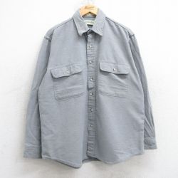 XL★古着 セントジョンズベイ 長袖 ヘビー フランネル シャツ メンズ 90年代 90s シャモアクロス コットン USA製 薄グレー 25oct20 中古 トップス