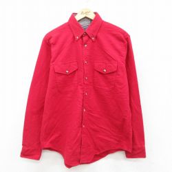 L★古着 長袖 ヘビー フランネル シャツ メンズ 00年代 00s コットン 赤 レッド 25oct24 中古 トップス