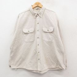 XL★古着 ファイブブラザー 長袖 ヘビー フランネル シャツ メンズ 90年代 90s 大きいサイズ コットン ボタンダウン USA製 生成り 25oct24 中古 トップス