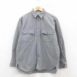 L★古着 エルエルビーン LLBEAN 長袖 ヘビー フランネル シャツ メンズ 80年代 80s シャモアクロス コットン USA製 グレー 25oct24 中古 トップス