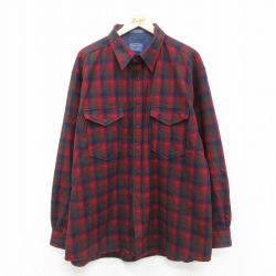 XL★古着 ペンドルトン PENDLETON 長袖 ウール シャツ メンズ 大きいサイズ 赤他 レッド チェック 【spe】 25oct24 中古 トップス