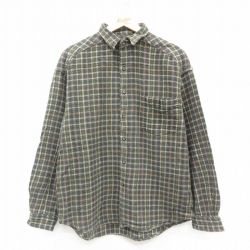 XL★古着 STRUCTURE 長袖 ヘビー フランネル シャツ メンズ 00年代 00s コットン 濃緑他 グリーン チェック 25oct24 中古 トップス