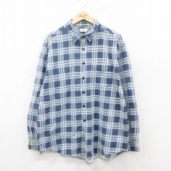 ジェイクルー 90s 長袖フランネルシャツ チェック ネイビー XL | 古着