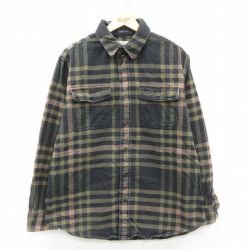 XL★古着 セントジョンズベイ 長袖 フランネル シャツ メンズ コットン 濃緑他 グリーン チェック 25oct24 中古 トップス