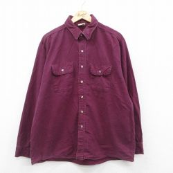 XL★古着 ファイブブラザー 長袖 ヘビー フランネル シャツ メンズ 90年代 90s 大きいサイズ エンジ 25oct25 中古 トップス
