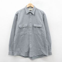 XL★古着 セントジョンズベイ 長袖 ヘビー フランネル シャツ メンズ 90年代 90s ロング丈 コットン グレー 25oct25 中古 トップス
