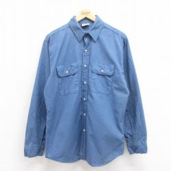 L★古着 ファイブブラザー 長袖 フランネル シャツ メンズ 90年代 90s コットン USA製 薄紺 ネイビー 25oct25 中古 トップス