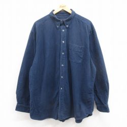 XL★古着 エディーバウアー 長袖 ヘビー フランネル シャツ メンズ 00年代 00s 大きいサイズ コットン 紺 ネイビー 25oct25 中古 トップス