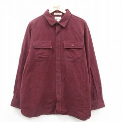 【50%OFF】エルエルビーン 00s 長袖フランネルシャツ シャモアクロス バーガンディ XL | 古着