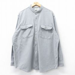 【20%OFF】XL★古着 セントジョンズベイ 長袖 ヘビー フランネル シャツ メンズ 90年代 90s 大きいサイズ ロング丈 ノーカラー グレー 25oct27 中古 トップス