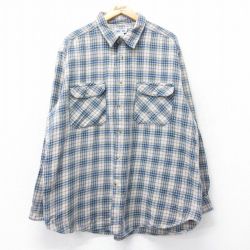 XL★古着 チェロキー 長袖 ヘビー フランネル シャツ メンズ 00年代 00s 大きいサイズ ロング丈 紺他 ネイビー チェック 25oct27 中古 トップス
