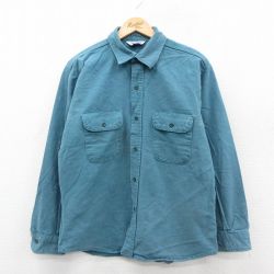 XL★古着 ファイブブラザー 長袖 ヘビー フランネル シャツ メンズ 80年代 80s 青緑 【spe】 25oct29 中古 トップス