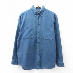 【50%OFF】エディーバウアー 90s 長袖フランネルシャツ ネイビー L | 古着