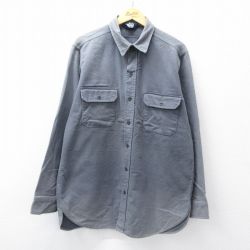 XL★古着 ウールリッチ 長袖 ヘビー フランネル シャツ メンズ 90年代 90s 大きいサイズ ロング丈 コットン USA製 グレー 25nov11
