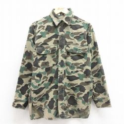 M★古着 ウールリッチ 長袖 ヘビー フランネル シャツ メンズ 90年代 90s コットン USA製 ベージュ 迷彩【spe】 25nov12