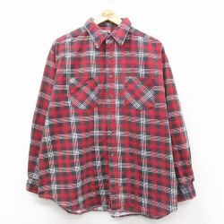 【20%OFF】XL★古着 ベーシックエディションズ 長袖 フランネル シャツ メンズ 90年代 90s 大きいサイズ 赤他 チェック 25nov14