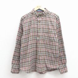 L★古着 ウールリッチ 長袖 フランネル シャツ メンズ コットン ボタンダウン 赤他 チェック 25nov18