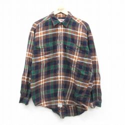 XL★古着 リーバイス Levis 長袖 フランネル シャツ メンズ 00年代 00s コットン 茶他 チェック 25nov20