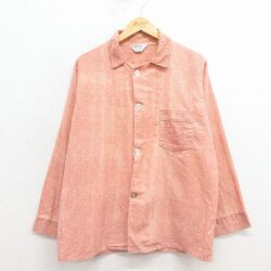 L★古着 長袖 フランネル パジャマ シャツ メンズ 70年代 70s USA製 薄エンジ 25nov22